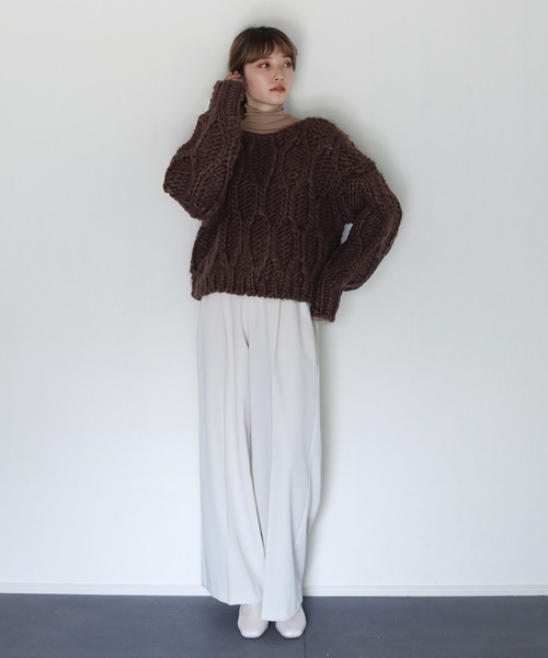 CLEIO（クレイオ）の「【CLEIO】ハンドメイド2WAYウェーブニット（ニット/セーター・レディース・アイボリー/ブラウン/ベージュ・FREE）」の20枚目の写真