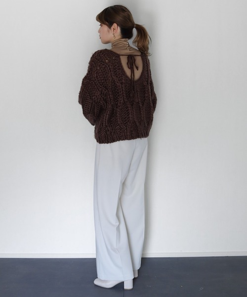 CLEIO（クレイオ）の「【CLEIO】ハンドメイド2WAYウェーブニット（ニット/セーター・レディース・アイボリー/ブラウン/ベージュ・FREE）」の15枚目の写真