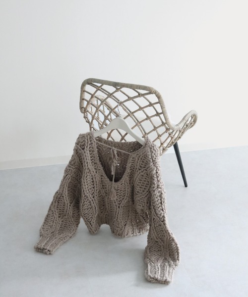 CLEIO（クレイオ）の「【CLEIO】ハンドメイド2WAYウェーブニット（ニット/セーター・レディース・アイボリー/ブラウン/ベージュ・FREE）」の18枚目の写真