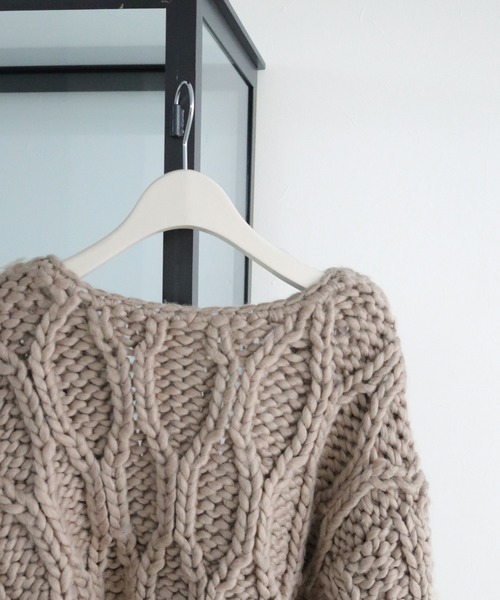 CLEIO（クレイオ）の「【CLEIO】ハンドメイド2WAYウェーブニット（ニット/セーター・レディース・アイボリー/ブラウン/ベージュ・FREE）」の9枚目の写真