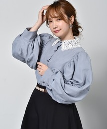 ems excite | 襟レースパワショルブラウス(シャツ/ブラウス)
