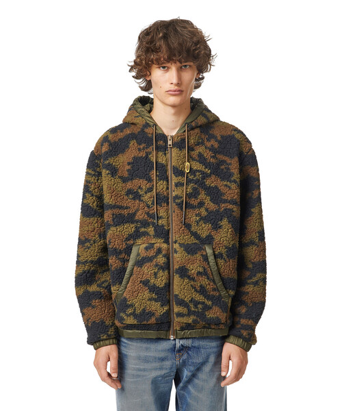 DIESEL ディーゼル カモフラフードパーカ－ メンズ Sサイズ セール】メンズ ジップアップ パーカー カモフラ（パーカー