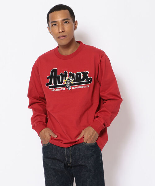 AVIREX（アヴィレックス）の「長袖 ヴァーシティ Tシャツ ロゴ&トーチ / LONG SLEEVE VARSITY T-SHIRT LOGO&TORCH / アヴィレックス / AVIREX（Tシャツ/カットソー・メンズ・ホワイト/レッド/ブラック・LARGE/MEDIUM/X-LARGE/XX-LARGE）」の3枚目の写真