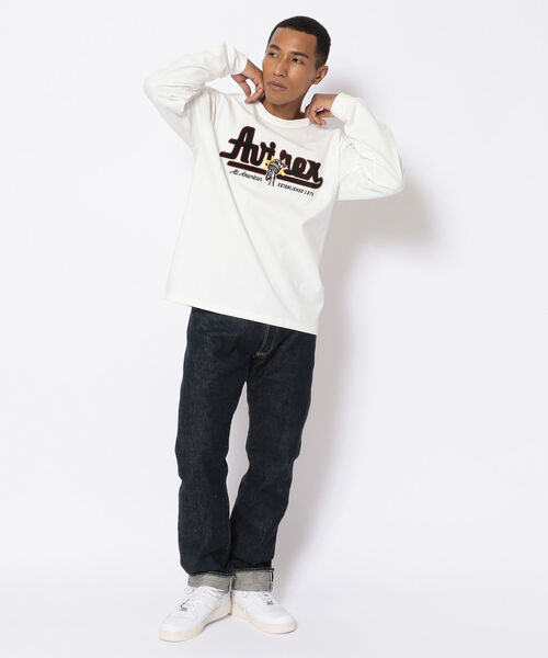 AVIREX（アヴィレックス）の「長袖 ヴァーシティ Tシャツ ロゴ&トーチ / LONG SLEEVE VARSITY T-SHIRT LOGO&TORCH / アヴィレックス / AVIREX（Tシャツ/カットソー・メンズ・ホワイト/レッド/ブラック・LARGE/MEDIUM/X-LARGE/XX-LARGE）」の11枚目の写真