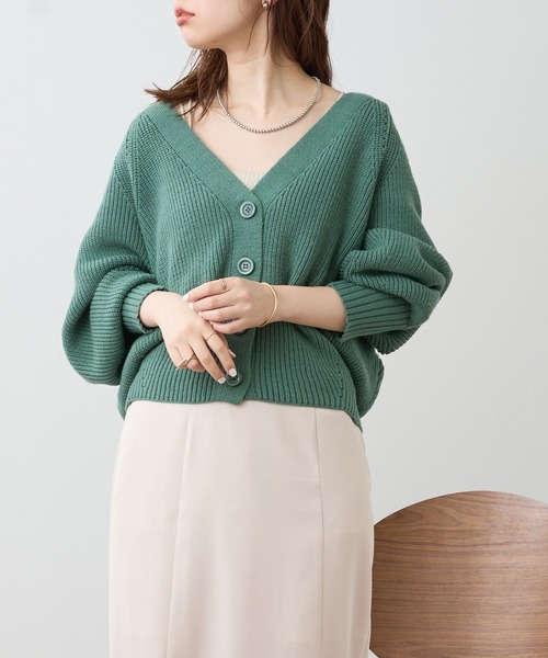 natural couture(ナチュラルクチュール)の「もちもち触感のプチプラアイレットカーディガン(カーディガン/ボレロ・レディース・ブラック/ベージュ/オフホワイト/ピンク/グリーン/ラベンダー/グレー/ミント・FREE)」の5枚目の写真