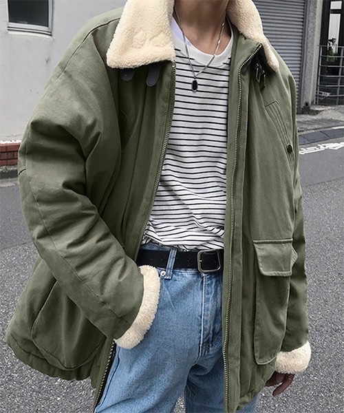 WESTBOY(ウエストボーイ)の「【WB ORIGINALS】Military Boa Long Jacket WO21W3HOT02(その他アウター・メンズ・グリーン/ブラック・L/M/XL)」の3枚目の写真