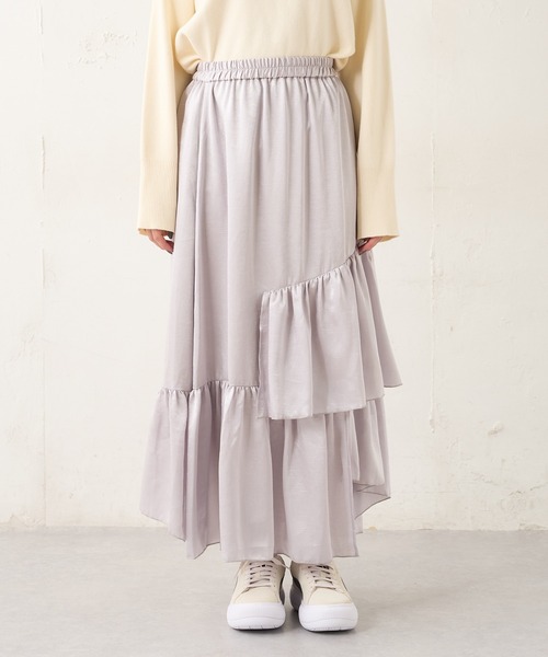 Lui's（ルイス）の「クラッシュサテンランダムティアードスカート（スカート・レディース・シルバー/ブラック/オリーブ・FREE）」の5枚目の写真