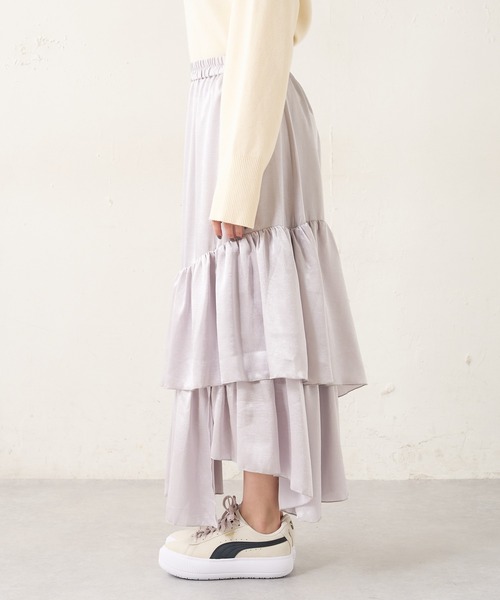 Lui's（ルイス）の「クラッシュサテンランダムティアードスカート（スカート・レディース・シルバー/ブラック/オリーブ・FREE）」の8枚目の写真