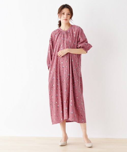 リンク ママ花柄シャツワンピース