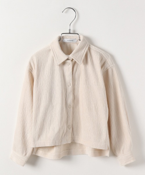 JEANASIS(ジーナシス)の「【KIDS】ヨウリュウベロアシャツ/257022(シャツ/ブラウス・キッズ・オフホワイト/チャコールグレー/グリーン・120/140)」の1枚目の写真