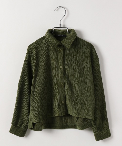 JEANASIS(ジーナシス)の「【KIDS】ヨウリュウベロアシャツ/257022(シャツ/ブラウス・キッズ・オフホワイト/チャコールグレー/グリーン・120/140)」の3枚目の写真