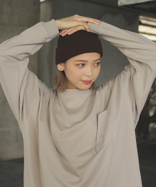 Goodwear（グッドウェア）の「Good wear グッドウェア 2W7-0502 袖リブ ポケット付き L/S SUPER BIG TEE（Tシャツ/カットソー・メンズ・ブラック/杢グレー/カーキブラウン/ベージュ/グレイッシュベージュ/ライトカーキ/ブルー系その他/ホワイト/ネイビー/チャコールグレー/イエロー系その他/ミント/オレンジ系その他/ライトピンク/グレー系その他/ブラウン・L/S/M/XL）」の10枚目の写真