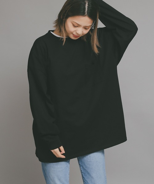 Goodwear（グッドウェア）の「Good wear グッドウェア 2W7-0502 袖リブ ポケット付き L/S SUPER BIG TEE（Tシャツ/カットソー・メンズ・ブラック/杢グレー/カーキブラウン/ベージュ/グレイッシュベージュ/ライトカーキ/ブルー系その他/ホワイト/ネイビー/チャコールグレー/イエロー系その他/ミント/オレンジ系その他/ライトピンク/グレー系その他/ブラウン・L/S/M/XL）」の3枚目の写真