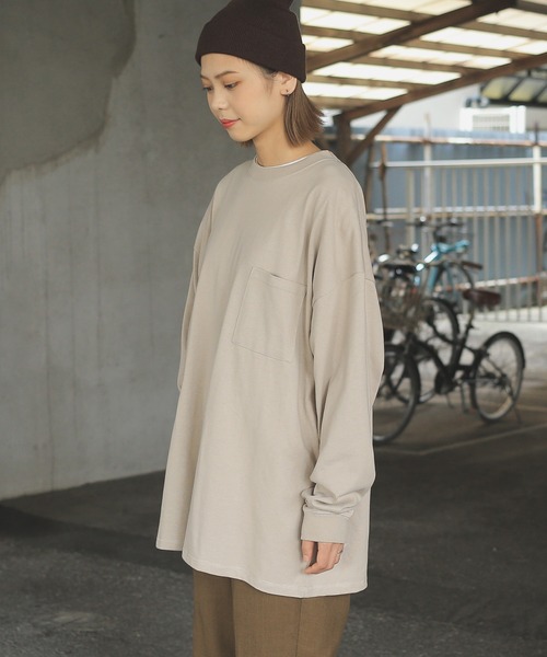 Goodwear（グッドウェア）の「Good wear グッドウェア 2W7-0502 袖リブ ポケット付き L/S SUPER BIG TEE（Tシャツ/カットソー・メンズ・ブラック/杢グレー/カーキブラウン/ベージュ/グレイッシュベージュ/ライトカーキ/ブルー系その他/ホワイト/ネイビー/チャコールグレー/イエロー系その他/ミント/オレンジ系その他/ライトピンク/グレー系その他/ブラウン・L/S/M/XL）」の19枚目の写真