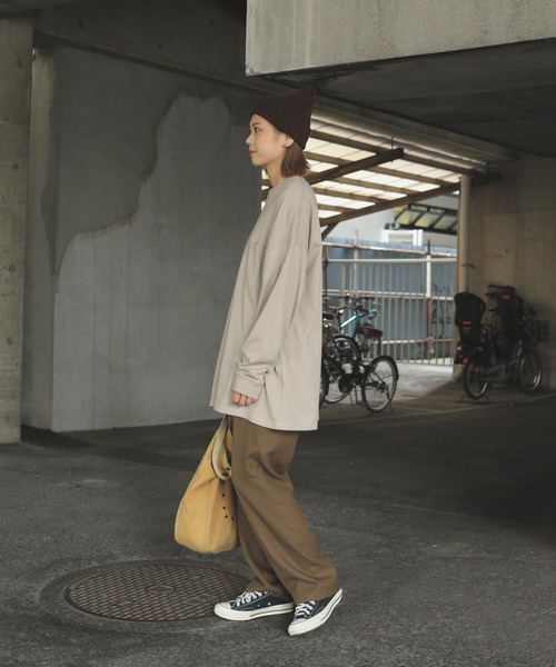 Goodwear（グッドウェア）の「Good wear グッドウェア 2W7-0502 袖リブ ポケット付き L/S SUPER BIG TEE（Tシャツ/カットソー・メンズ・ブラック/杢グレー/カーキブラウン/ベージュ/グレイッシュベージュ/ライトカーキ/ブルー系その他/ホワイト/ネイビー/チャコールグレー/イエロー系その他/ミント/オレンジ系その他/ライトピンク/グレー系その他/ブラウン・L/S/M/XL）」の21枚目の写真