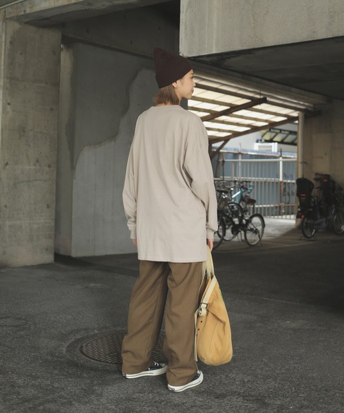 Goodwear（グッドウェア）の「Good wear グッドウェア 2W7-0502 袖リブ ポケット付き L/S SUPER BIG TEE（Tシャツ/カットソー・メンズ・ブラック/杢グレー/カーキブラウン/ベージュ/グレイッシュベージュ/ライトカーキ/ブルー系その他/ホワイト/ネイビー/チャコールグレー/イエロー系その他/ミント/オレンジ系その他/ライトピンク/グレー系その他/ブラウン・L/S/M/XL）」の22枚目の写真