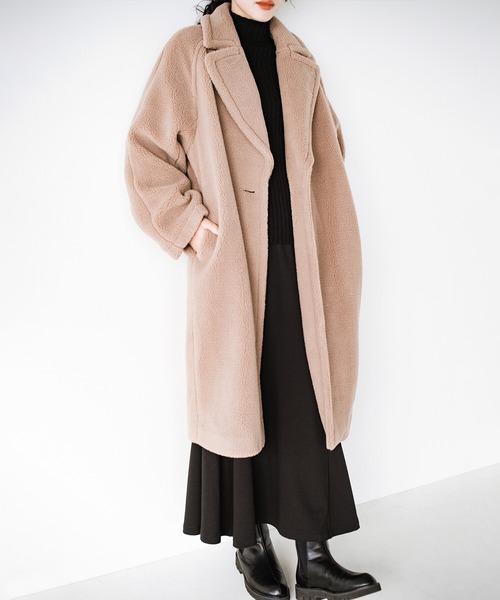 haco!（ハコ）の「眠くてたまらない日も毛布に包まれた気分で出かけられる！大人っぽかわいいロングボアチェスターコート（チェスターコート・レディース・ベージュ・SMALL/MEDIUM/LARGE/X-LARGE）」の16枚目の写真