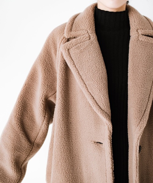 haco!（ハコ）の「眠くてたまらない日も毛布に包まれた気分で出かけられる！大人っぽかわいいロングボアチェスターコート（チェスターコート・レディース・ベージュ・SMALL/MEDIUM/LARGE/X-LARGE）」の17枚目の写真