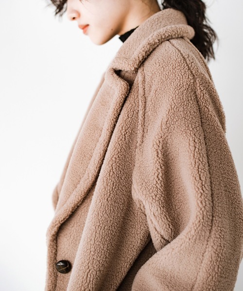 haco!（ハコ）の「眠くてたまらない日も毛布に包まれた気分で出かけられる！大人っぽかわいいロングボアチェスターコート（チェスターコート・レディース・ベージュ・SMALL/MEDIUM/LARGE/X-LARGE）」の19枚目の写真