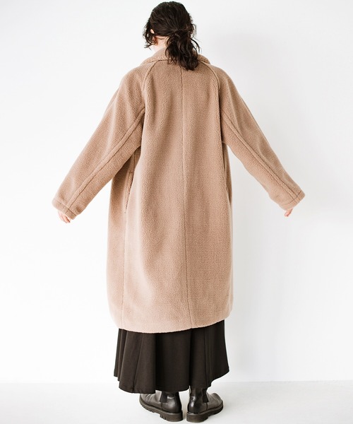 haco!（ハコ）の「眠くてたまらない日も毛布に包まれた気分で出かけられる！大人っぽかわいいロングボアチェスターコート（チェスターコート・レディース・ベージュ・SMALL/MEDIUM/LARGE/X-LARGE）」の12枚目の写真