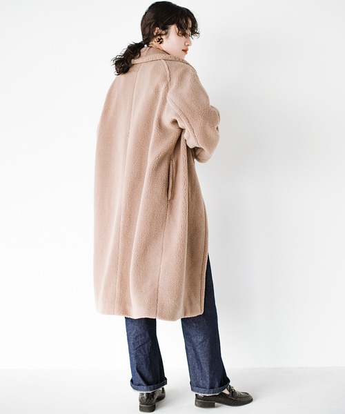 haco!（ハコ）の「眠くてたまらない日も毛布に包まれた気分で出かけられる！大人っぽかわいいロングボアチェスターコート（チェスターコート・レディース・ベージュ・SMALL/MEDIUM/LARGE/X-LARGE）」の15枚目の写真