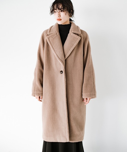 haco!（ハコ）の「眠くてたまらない日も毛布に包まれた気分で出かけられる！大人っぽかわいいロングボアチェスターコート（チェスターコート・レディース・ベージュ・SMALL/MEDIUM/LARGE/X-LARGE）」の3枚目の写真