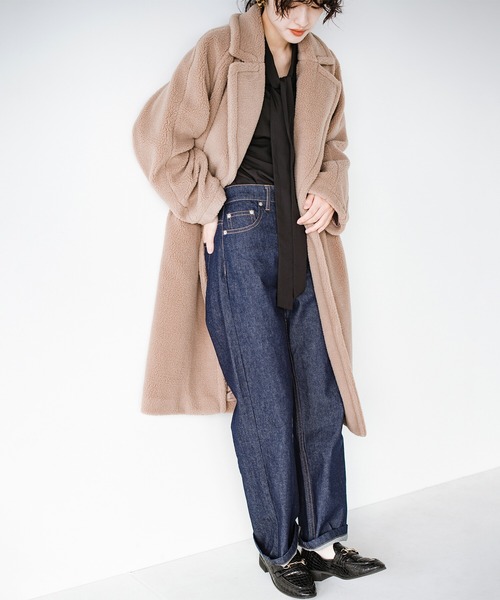 haco!（ハコ）の「眠くてたまらない日も毛布に包まれた気分で出かけられる！大人っぽかわいいロングボアチェスターコート（チェスターコート・レディース・ベージュ・SMALL/MEDIUM/LARGE/X-LARGE）」の5枚目の写真