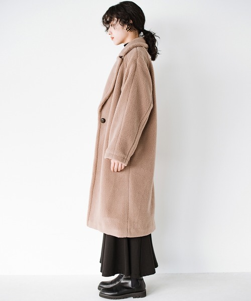 haco!（ハコ）の「眠くてたまらない日も毛布に包まれた気分で出かけられる！大人っぽかわいいロングボアチェスターコート（チェスターコート・レディース・ベージュ・SMALL/MEDIUM/LARGE/X-LARGE）」の8枚目の写真