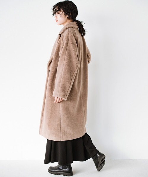 haco!（ハコ）の「眠くてたまらない日も毛布に包まれた気分で出かけられる！大人っぽかわいいロングボアチェスターコート（チェスターコート・レディース・ベージュ・SMALL/MEDIUM/LARGE/X-LARGE）」の10枚目の写真