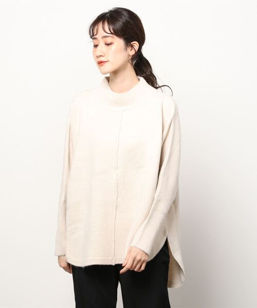 fredy repit（フレディレピ）の「ハイネック天竺プルオーバーニット（ニット/セーター・レディース・チャコールグレー/ダークブラウン/ベージュ/カーキ/アイボリー・38）」の2枚目の写真