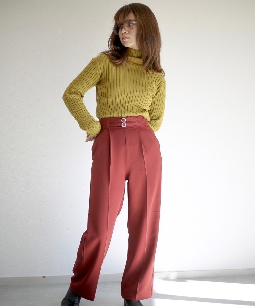 spoon store（スプーンストア）の「ダブルベルトセンタープレススラックス（スラックス・レディース・グリーン/ボルドー/マスタード・SMALL/MEDIUM）」の15枚目の写真
