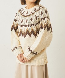 Lui's | 求心ジャガード編みノルディック柄クルーネックニット(ニット/セーター)