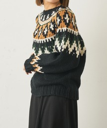 Lui's | 求心ジャガード編みノルディック柄クルーネックニット(ニット/セーター)