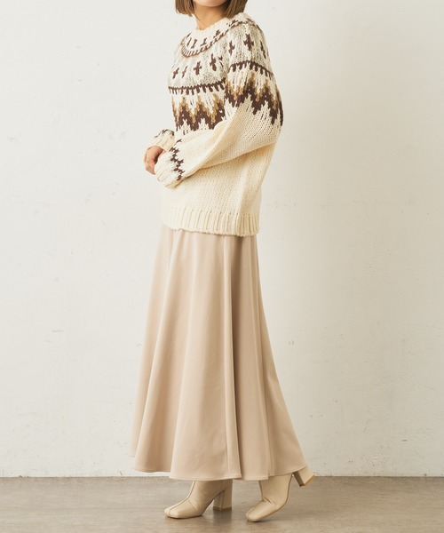 Lui's（ルイス）の「求心ジャガード編みノルディック柄クルーネックニット（ニット/セーター・レディース・グレー/ブラック/オフホワイト・FREE）」の5枚目の写真