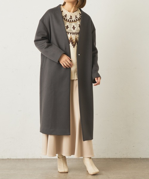 Lui's（ルイス）の「求心ジャガード編みノルディック柄クルーネックニット（ニット/セーター・レディース・グレー/ブラック/オフホワイト・FREE）」の6枚目の写真