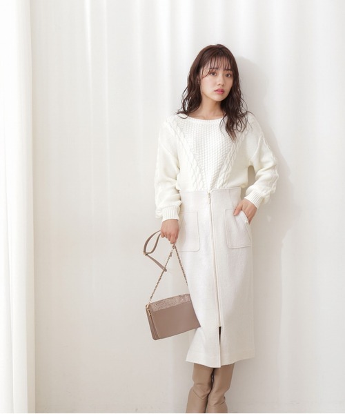 PROPORTION BODY DRESSING（プロポーションボディドレッシング）の「フロントファスナータイトスカート / 1211220117（スカート・レディース・オフホワイト/パープル/ピンク・SMALL/MEDIUM）」の8枚目の写真