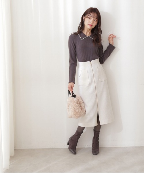 PROPORTION BODY DRESSING（プロポーションボディドレッシング）の「フロントファスナータイトスカート / 1211220117（スカート・レディース・オフホワイト/パープル/ピンク・SMALL/MEDIUM）」の7枚目の写真