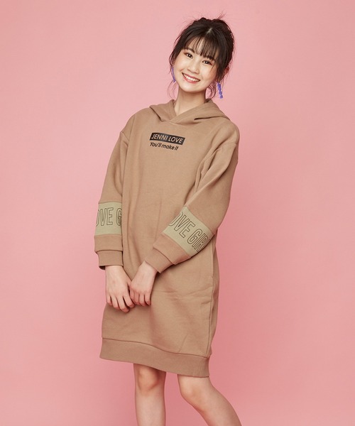 セール 裏起毛袖切替えロゴパーカーワンピ ワンピース Jenni Love ジェニィラブ のファッション通販 Zozotown