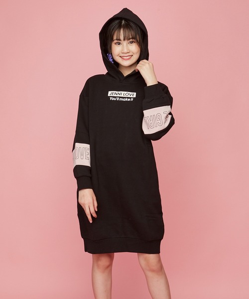 セール 裏起毛袖切替えロゴパーカーワンピ ワンピース Jenni Love ジェニィラブ のファッション通販 Zozotown