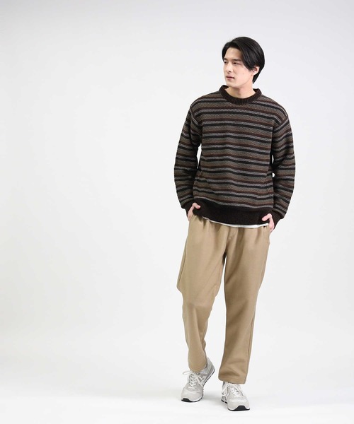 Right-on（ライトオン）の「モールボーダークルー（ニット/セーター・メンズ・ブラウン/ライトベージュ・XL/L/M）」の5枚目の写真