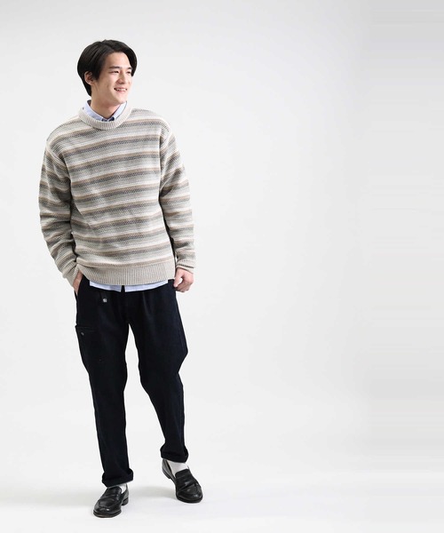 Right-on（ライトオン）の「モールボーダークルー（ニット/セーター・メンズ・ブラウン/ライトベージュ・XL/L/M）」の8枚目の写真