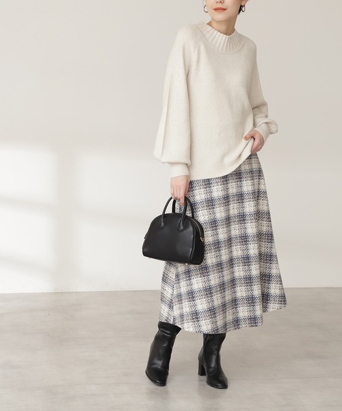 N.（N. Natural Beauty Basic）（エヌエヌナチュラルビューティーベーシック）の「【S Size Line】◆ツイードチェックフレアスカート（スカート・レディース・ブラック系その他/ブルー系その他・SMALL/MEDIUM）」の2枚目の写真