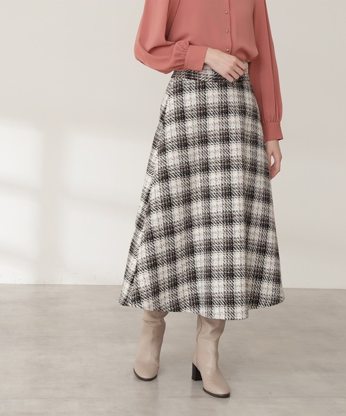 N.（N. Natural Beauty Basic）（エヌエヌナチュラルビューティーベーシック）の「【S Size Line】◆ツイードチェックフレアスカート（スカート・レディース・ブラック系その他/ブルー系その他・SMALL/MEDIUM）」の3枚目の写真