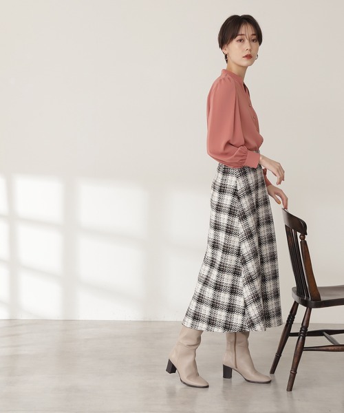 N.（N. Natural Beauty Basic）（エヌエヌナチュラルビューティーベーシック）の「【S Size Line】◆ツイードチェックフレアスカート（スカート・レディース・ブラック系その他/ブルー系その他・SMALL/MEDIUM）」の5枚目の写真
