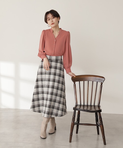 N.（N. Natural Beauty Basic）（エヌエヌナチュラルビューティーベーシック）の「【S Size Line】◆ツイードチェックフレアスカート（スカート・レディース・ブラック系その他/ブルー系その他・SMALL/MEDIUM）」の4枚目の写真