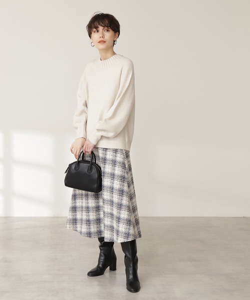 N.（N. Natural Beauty Basic）（エヌエヌナチュラルビューティーベーシック）の「【S Size Line】◆ツイードチェックフレアスカート（スカート・レディース・ブラック系その他/ブルー系その他・SMALL/MEDIUM）」の8枚目の写真