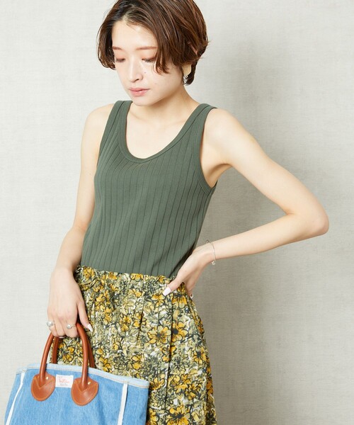 FREAK'S STORE(フリークスストア)の「【WEB限定】ワイドリブタンクトップ(タンクトップ・レディース・ベージュ/パープル/オリーブ/サックスブルー/ナチュラル/スミクロ・フリ-)」の18枚目の写真