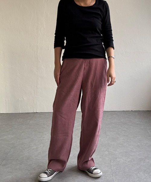 LBC(エルビーシー)の「スウェードタッチイージーパンツ(その他パンツ・レディース・チャコールグレー/ベージュ/ピンク/ブルー・M/L)」の4枚目の写真