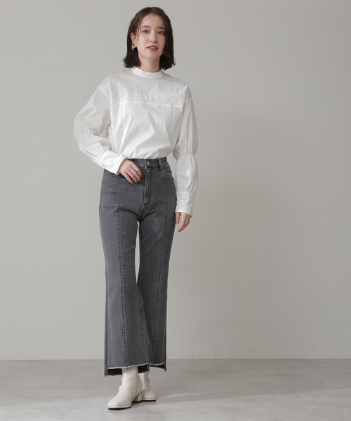 N.（N. Natural Beauty Basic）（エヌエヌナチュラルビューティーベーシック）の「◆ハイネックシャーリングスリーブブラウス（シャツ/ブラウス・レディース・オフホワイト/グリーン/ブラック・MEDIUM）」の13枚目の写真