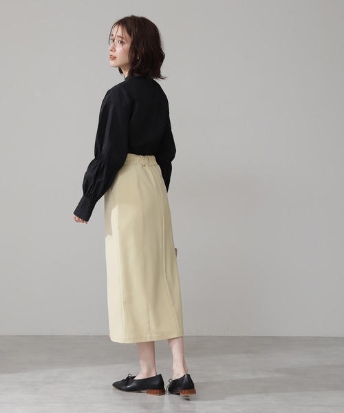 N.（N. Natural Beauty Basic）（エヌエヌナチュラルビューティーベーシック）の「◆ハイネックシャーリングスリーブブラウス（シャツ/ブラウス・レディース・オフホワイト/グリーン/ブラック・MEDIUM）」の15枚目の写真